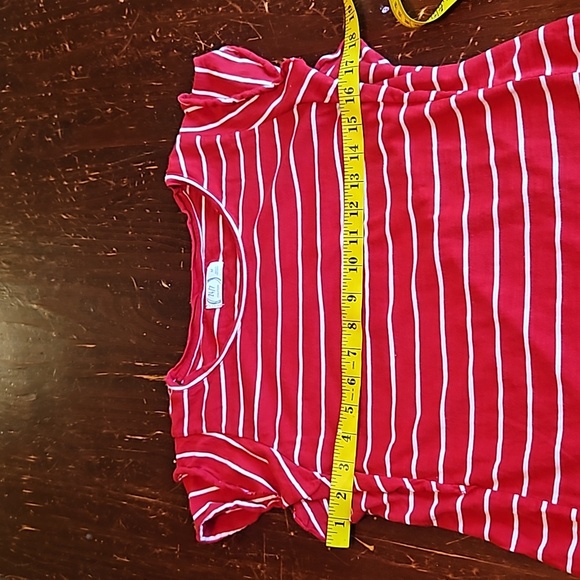 Maurices Red White Striped Double Ruffled Sleeve Top Medium - Picture 8 of 9